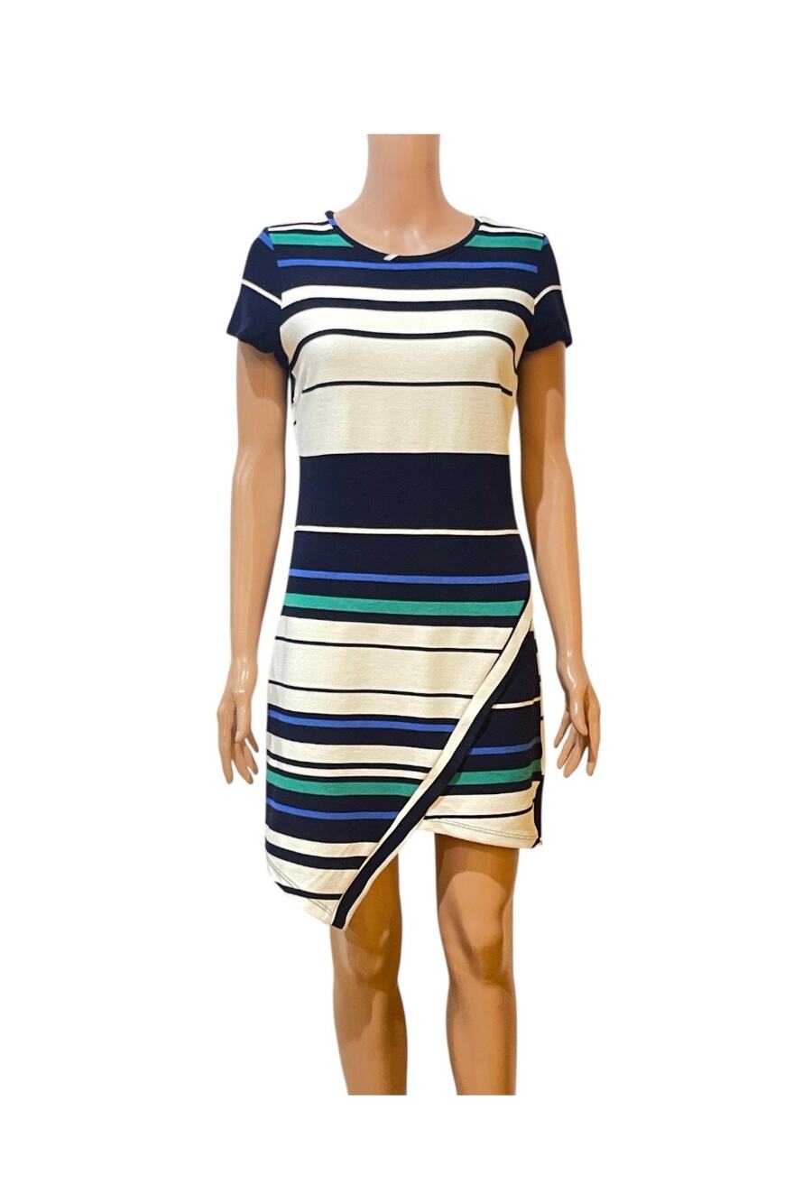 Potters Pot Striped Stretch Short Sleeve Mini Dress Women Size Large juniors